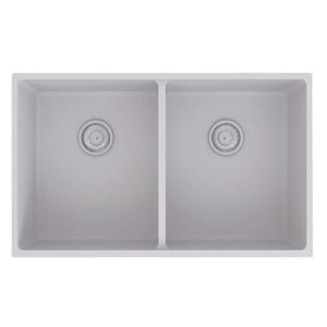 Amelie Deauville 813mm Quartz Double Bowl Sink White