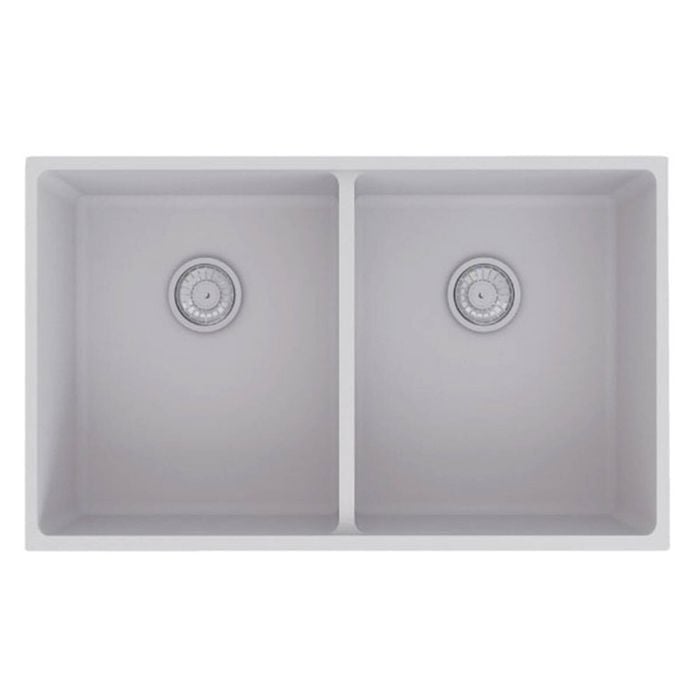 Amelie Deauville 813mm Quartz Double Bowl Sink White