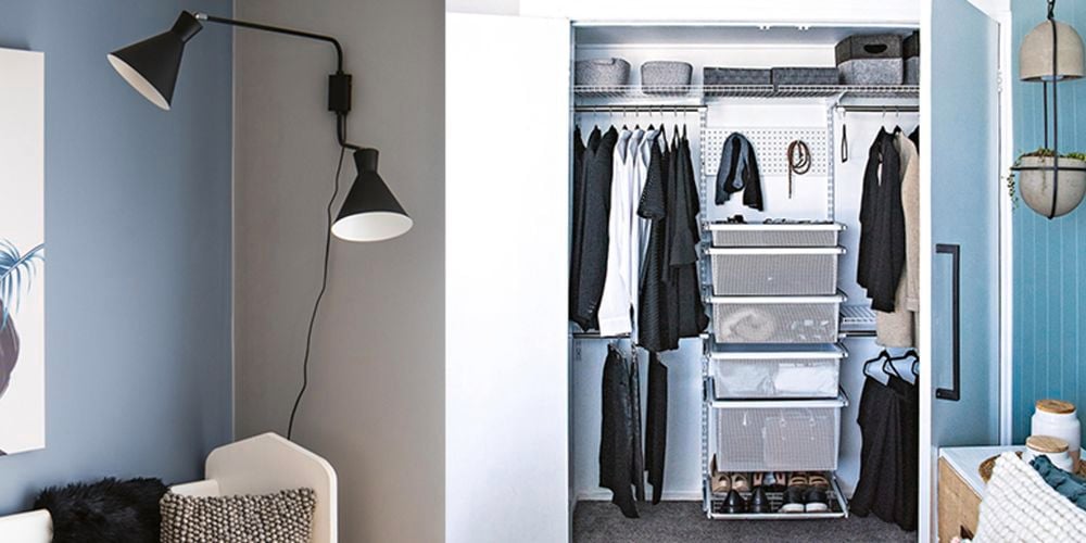 Bedroom with built in robe, picture on the wall and a wall light