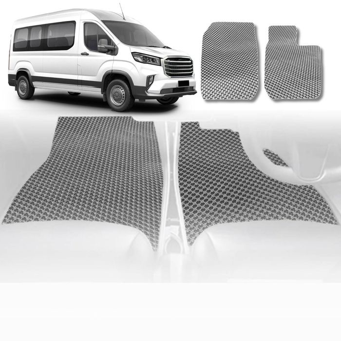 6D Diamond Car Floor Mats for LDV Deliver 9 Van 2019-Current-Front Set-Grey-Outback GT