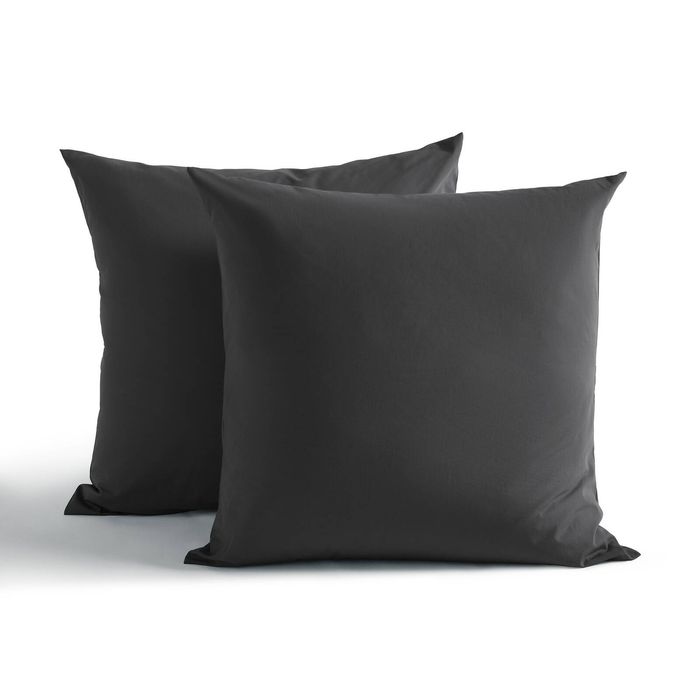 Dreamaker 250TC Cotton & Recycled Polyester Blend European Pillowcase Twin Pack Charcoal
