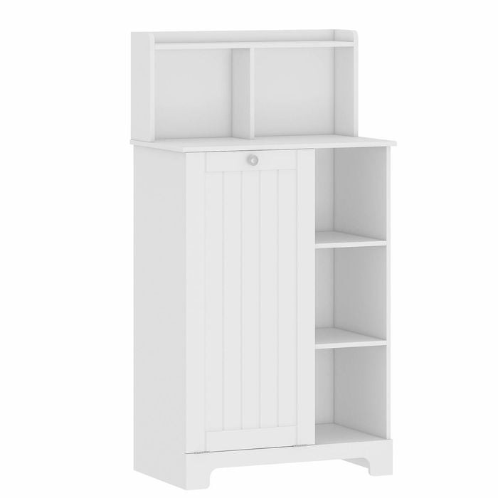 Ufurniture Bathroom Storage Cabinet with Removable Laundry Hamper Multi-Functional Laundry Hamper Basket White
