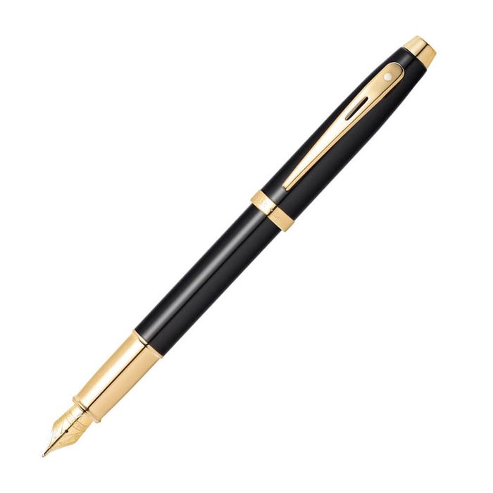 Sheaffer 100 Black Lacquer w/ Gold Fountain Pen (Fine)