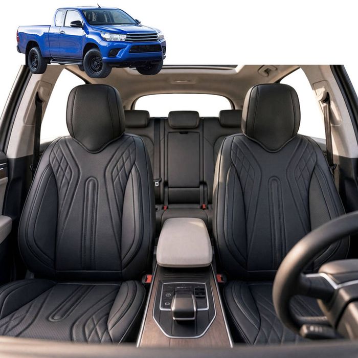 Australian Goose Front Seat Covers for Toyota Hilux Extra Cab 2015 - Current - PU Leather, Black (2pc)