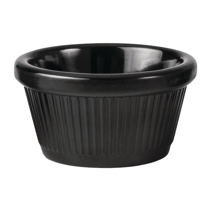 Ryner Ramekin Melamine Fluted Black 60ml Commercial Kitchenware