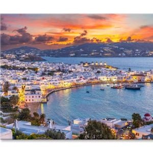 Embrace Warm Hues of Sunset in Mykonos  Print 100% Australian Made 75 x 50cm  (Stretched)