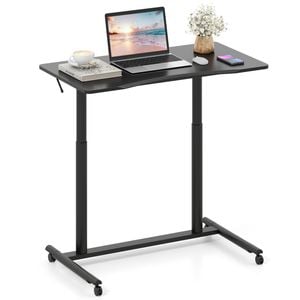 Costway Mobile Standing Desk C-shaped Computer Workstation Black
