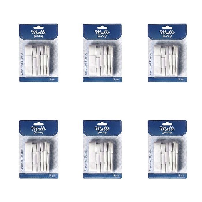 6x 6pc Malli Sewing Elastic Flexible Sewing Bands Waistband Assorted Sizes