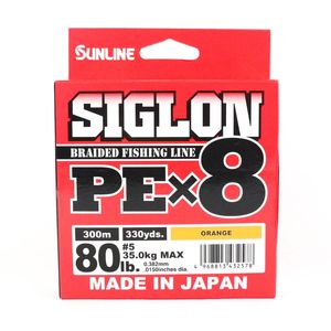 Sunline Siglon PE x8 Orange Colour 300m Braid Fishing Line 80lb