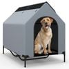 Costway 130*114*85cm Durable Dog Kennel Weatherproof Pet House Grey