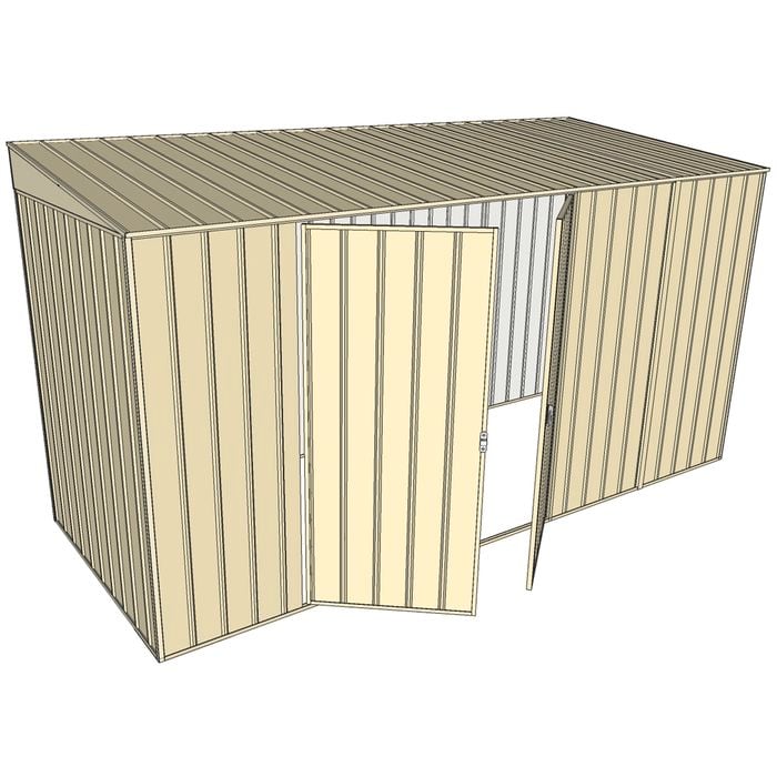Build-a-Shed 1.5 x 3.7 x 2m Double Hinged Side Doors Skillion Shed - Cream