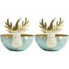 2PK LVD Metal Rudolf Bowl Large Home/Living Room Christmas Decor 15x15cm Aqua