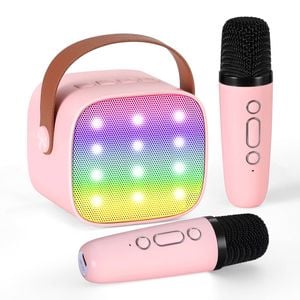 Alpha Mini Portable Karaoke Machine for Adults Kids Bluetooth Speaker with 2 Wireless Microphones