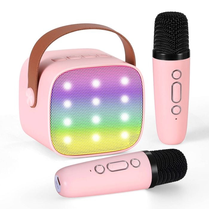 Alpha Mini Portable Karaoke Machine for Adults Kids Bluetooth Speaker with 2 Wireless Microphones