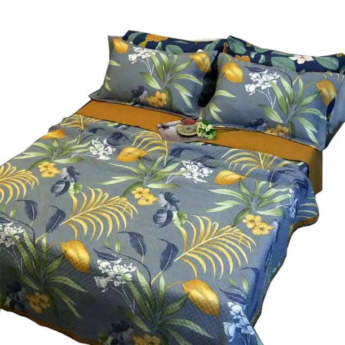 Bloomington 100% Cotton Coverlet Set Embroidered Palm Queen