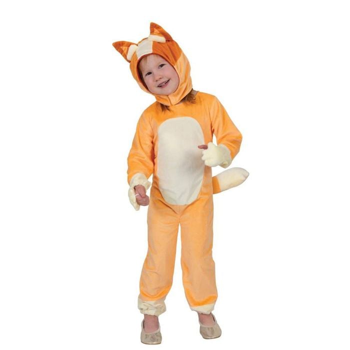 Bingo Premium Costume for Kids Official Bluey Red Heeler Jumpsuit with Headpiece Orange Colour, TODDLER