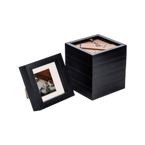 Nicola Spring 5 Piece 4 X 4 3d Shadow Box Photo Frame Set - Craft Display Picture Frame With 2 X 2 Mount - Black