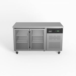 AG Commercial Two Glass Door Worktop / Under Bench Display Fridge 700mm Depth