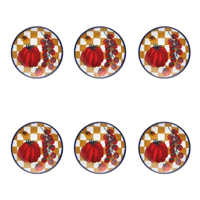 6PK Porto Valentina Porcelain Round Side Plate Tomato Medley 20cm