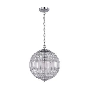 Lexi Lighting Lode Pendant Light Small Matt Chrome Clear Glass 340mm