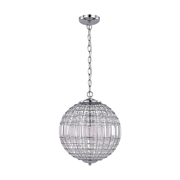 Lexi Lighting Lode Pendant Light Small Matt Chrome Clear Glass 340mm