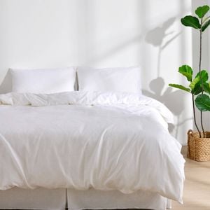 Dreamaker Linen Cotton Quilt Cover Set White King Bed