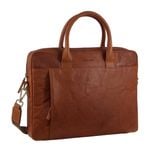Pierre Cardin Leather MultiHandle 15" Laptop Computer Bag  Tan
