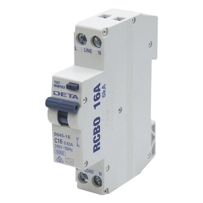 DETA 16A Residual Circuit Breaker With Overload Protection