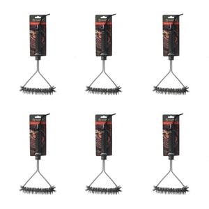 6PK Topchef Barbeque Grill Iron Wire Brush Cleaning Tool Black/Silver