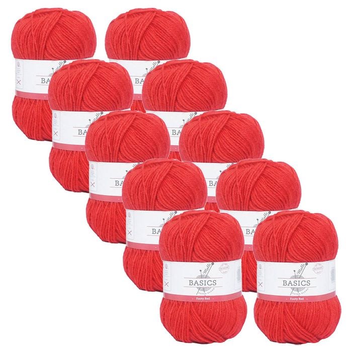 10x Malli Footy Red Blend Basic 100g Knitting/crochet Yarn Acrylic/poly