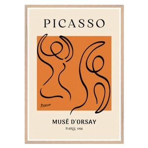 Picasso's Minimalist Line Art Print - Elegant 1956 Musee d'Orsay Artwork, Wood Frame, A3 30 x 42cm (12 x 16inch)