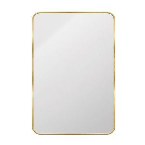 Rectangular Mirror with Curved Edges Brushed Brass 900 x 600 x 28mm