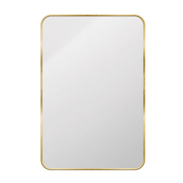 Rectangular Mirror with Curved Edges Brushed Brass 900 x 600 x 28mm