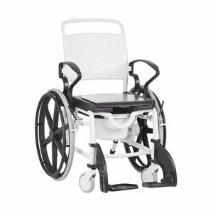 Self-propelled Shower Commode Wheelchair - Hospital Grade, Red, 130kg Capacity - Grey