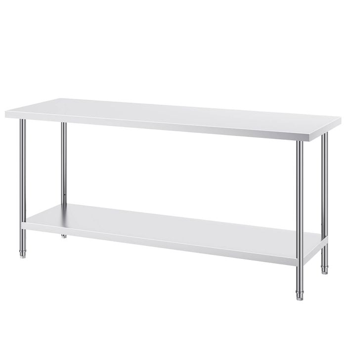Vevor 610x1829x864mm Stainless Steel Work Table Silver for Restaurant Home Hotel