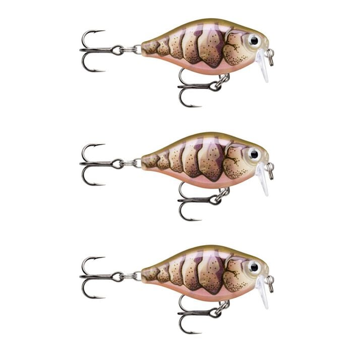 3x Rapala 3.5cm X Light Crank Shallow Run Crankbait Fishing Lures -PUR Prawn UV