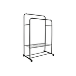 P&P Black Industrial Clothes Rack with Garment Hanging and Shoe Shelf Storage