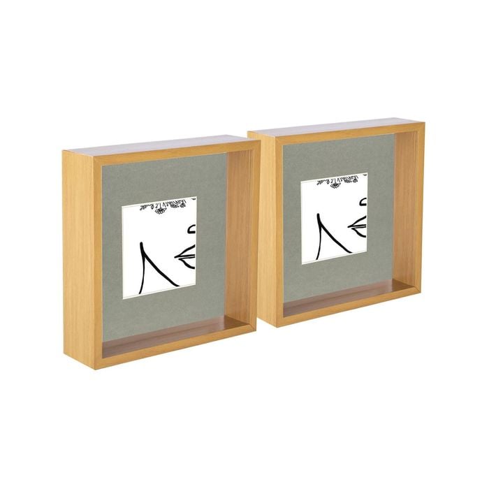 Nicola Spring 3D Deep Box Photo Frames - 8 x 8" with 4 x 4" Mount - Light Wood - Pack of 5