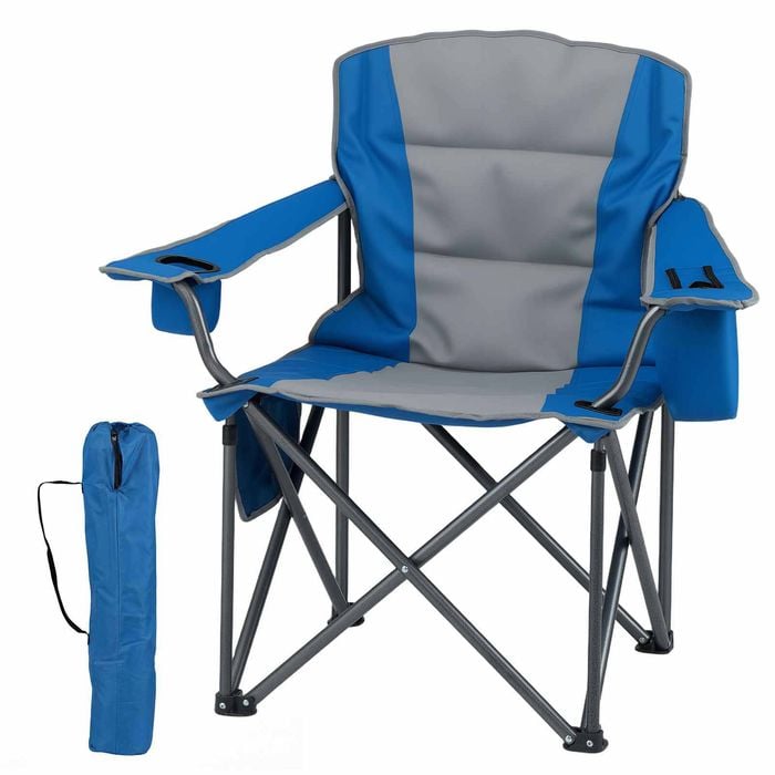 Costway Folding Camping Chair Outdoor Armchair Beach Fishing Blue
