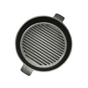 SOGA 25cm Round Ribbed Cast Iron Frying Pan Skillet Steak Sizzle Platter