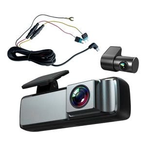 Elinz 1080P Dual Lens No Screen Dash Cam 720P Rear Camera WiFi App Control Supercapacitor Compact Discreet Car DVR Hardwire Kit