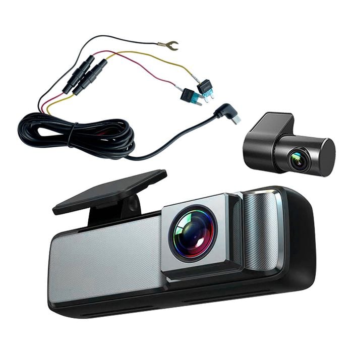 Elinz 1080P Dual Lens No Screen Dash Cam 720P Rear Camera WiFi App Control Supercapacitor Compact Discreet Car DVR Hardwire Kit
