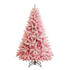 SplendidLiving 180cm 6FT Pink Snow Flocked Christmas Tree Pre-Lit With LED Light 240 LED Warm White Xmas Decor