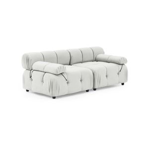 Foret 2 Seater Sofa Modular Arm Seat Tufted Velvet Lounge Couch Chaise Beige