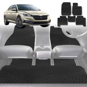 6D Diamond Car Floor Mats for Skoda Octavia 2013-2020-Full Set-Black-Outback GT