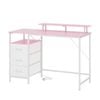 Advwin 120cm Computer Desk Reversible Gaming Desk Computer Table Gaming Table Study Desk for Home Office Workstation, Pink+White