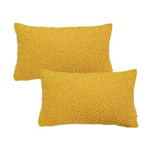 SOGA 2X Boucle Textured Cushion 30x50cm Mustard Yellow Soft Cozy Decorative Throw Pillow