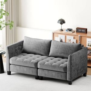 Advwin 2 Seater Sofa 184cm Chenille Loveseat Couch Sectional Sofa Grey