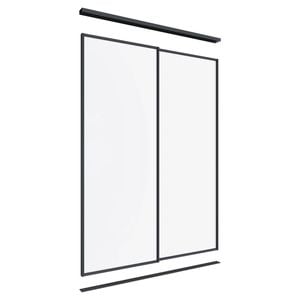 Lugna 2400 x 1201-1800mm Black Optiglass Panel Wardrobe Double Sliding Doors