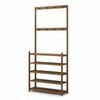 Shoe Rack Coat Rack Hall Tree 5-Tier 8 Hooks
